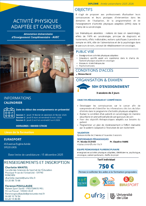 Plaquette de formation de l'AUEC Activité physique adaptée et santé