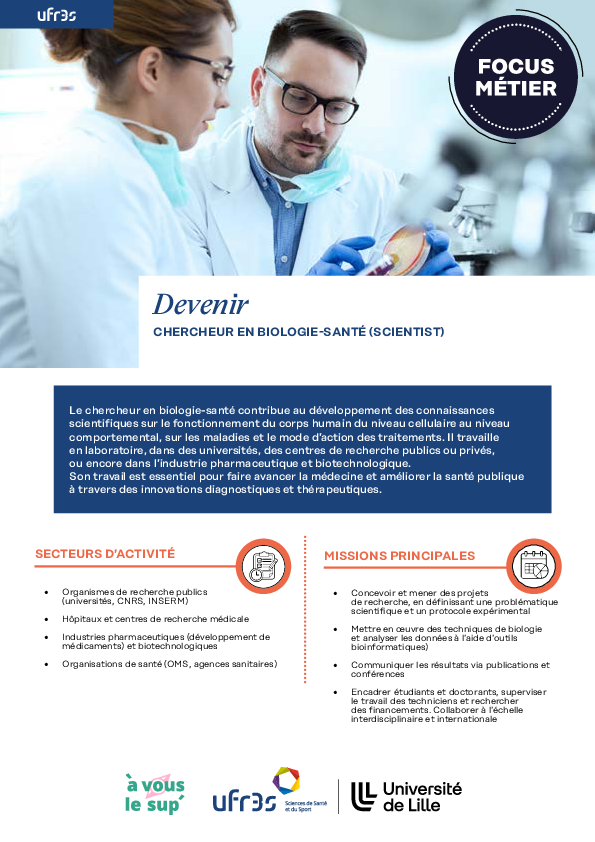Devenir chercheur en biologie-santé (scientist)
