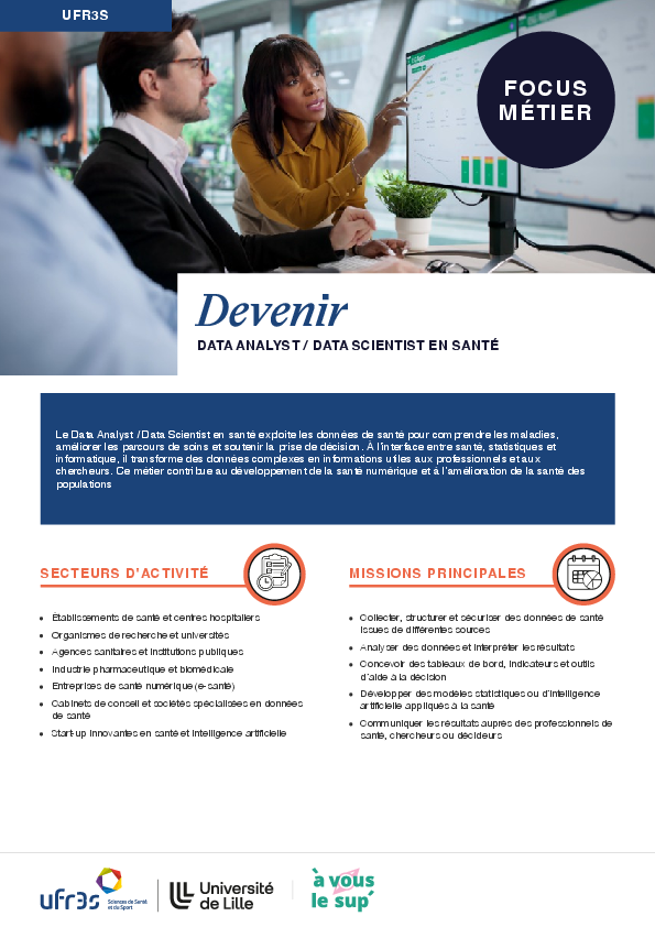 Fiche métier pdf, Devenir Data Analyst / Data Scientist en santé 