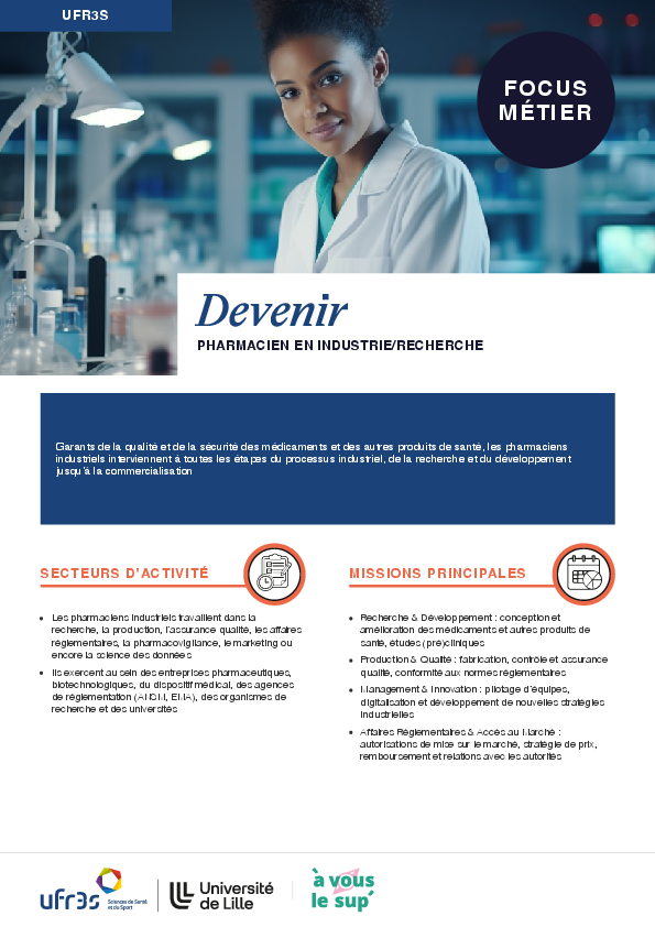 Devenir pharmacien en industrie/recherche 